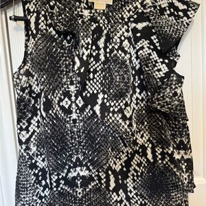 Michael Kors Black and White Patterned Blouse